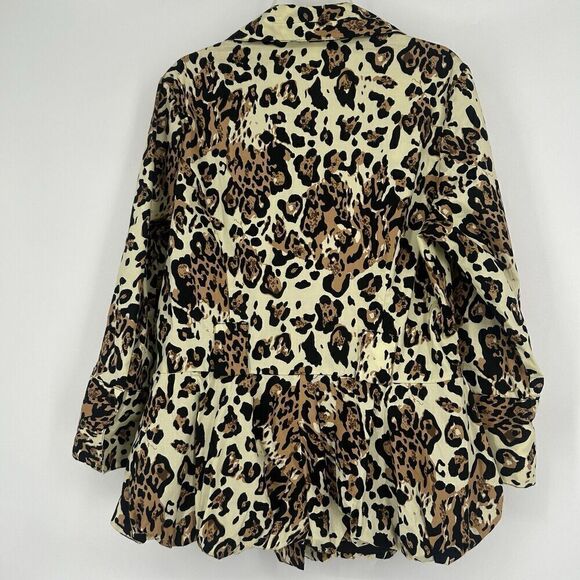 Giorgio Saint Angelo Womens Leopard Print Peplum Top Button Up Bubble Hem Size S - Picture 6 of 11